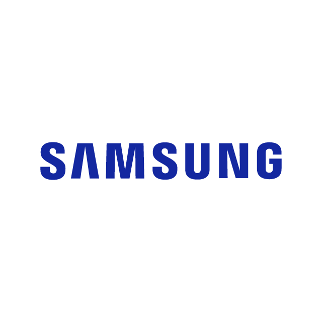 Samsung brand logo in blue on white background