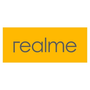 Realme brand logo in yellow on white background
