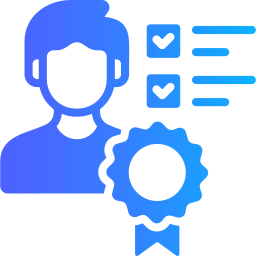 Icon of two certificates with a ribbon symbolizing certified technician